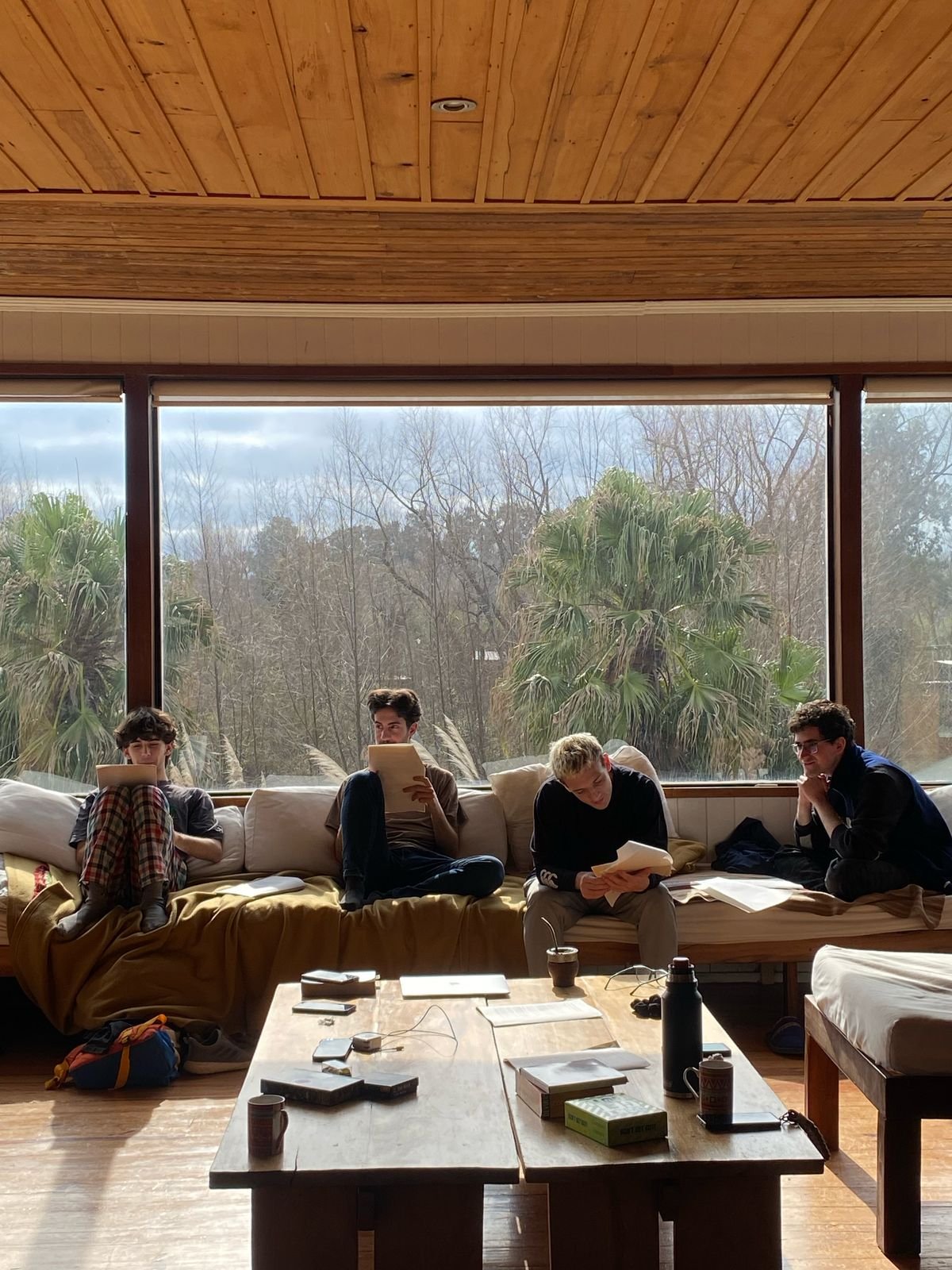 Study group retreat session with natural lighting